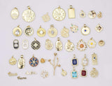 18K gold filled charms selection charm pave cz 18K gf bracelet necklace! sunflower flower rose wreath 1420 14/20 gold filled