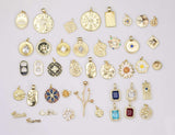 18K gold filled charms selection charm pave cz 18K gf bracelet necklace! sunflower flower rose wreath 1420 14/20 gold filled
