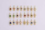 18K gold filled boy girl birthstone cz couple, kids, grandkids, family personalized charm | w068 one piece per order size is about 14mm tall