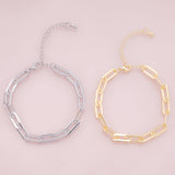 Charm Bar Bracelet Gold Filled Silver Bracelet Paperclip Flat Chain 6x14mm