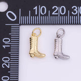 Cowboy Boots Country Western Charm 12x8mm 18K Gold Filled for Charm Bar Bracelets and Necklaces White Gold Silver Pave CZ Minimalist Charms