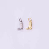 Cowboy Boots Country Western Charm 12x8mm 18K Gold Filled for Charm Bar Bracelets and Necklaces White Gold Silver Pave CZ Minimalist Charms