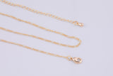 16" 22k Gold Filled Dainty Figaro Italian Necklace Chain with 2" Extender 1.7mm