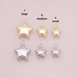 Star charms 3 sizes small medium large charm 18k Gold Filled Charm Bar Bracelets and Necklaces Silver Pave CZ Minimalist Charms