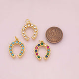 Horseshoe horse shoe charm 18k Gold Filled Charm Bar Bracelets and Necklaces Silver Pave CZ Minimalist Charms