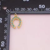 Horseshoe horse shoe charm 18k Gold Filled Charm Bar Bracelets and Necklaces Silver Pave CZ Minimalist Charms