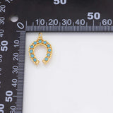 Horseshoe horse shoe charm 18k Gold Filled Charm Bar Bracelets and Necklaces Silver Pave CZ Minimalist Charms