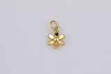 18k GF Small Flower Daisy Charm 7mm Bracelet Charm Necklace Pendant Minimalist Charms CZ Pave 18K Gold Filled