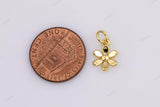 18k GF Small Flower Daisy Charm 7mm Bracelet Charm Necklace Pendant Minimalist Charms CZ Pave 18K Gold Filled