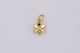 18k GF Small Flower Daisy Charm 7mm Bracelet Charm Necklace Pendant Minimalist Charms CZ Pave 18K Gold Filled
