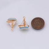 Sail boat sailing boat charm enamel 18K Gold Filled Charm for Charm Bar Bracelets and Necklaces Charms Gold Filled Charms Minimalist CZ Pave