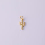22k gold filled cactus charm 7x15mm bracelet necklace pendant minimalist charms cz pave