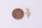 22k gold filled cactus charm 7x15mm bracelet necklace pendant minimalist charms cz pave