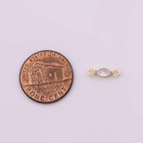 18K gold filled 3mm tiny dainty marquise connector cz connector eye shape connector 3x12mm necklace pendant minimalist charms cz pave