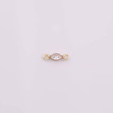 18K gold filled 3mm tiny dainty marquise connector cz connector eye shape connector 3x12mm necklace pendant minimalist charms cz pave