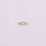 18K gold filled 3mm tiny dainty marquise connector cz connector eye shape connector 3x12mm necklace pendant minimalist charms cz pave