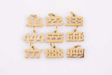 Tiny angel number tag charm gold dainty lucky number pendant 111, 222, 333, 444, 555, 666, 777, 888, 999 for jewelry making supply ag606