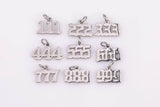 Tiny angel number tag charm gold dainty lucky number pendant 111, 222, 333, 444, 555, 666, 777, 888, 999 for jewelry making supply ag606