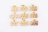 Tiny angel number tag charm gold dainty lucky number pendant 111, 222, 333, 444, 555, 666, 777, 888, 999 for jewelry making supply ag606