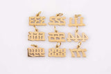 Tiny angel number tag charm gold dainty lucky number pendant 111, 222, 333, 444, 555, 666, 777, 888, 999 for jewelry making supply ag606
