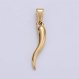 18k gold filled italian horn charm 35mm chili pepper charms pendant, good luck amulet, pendant jewelry necklace supply j-661