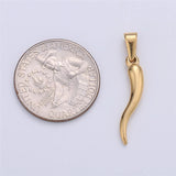 18k gold filled italian horn charm 35mm chili pepper charms pendant, good luck amulet, pendant jewelry necklace supply j-661