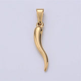 18k gold filled italian horn charm 35mm chili pepper charms pendant, good luck amulet, pendant jewelry necklace supply j-661