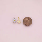 Flower daisy charm 18k Gold Filled Charm Bar Bracelets and Necklaces Silver Pave CZ Minimalist Charms
