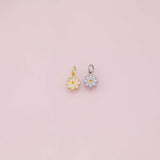 Flower daisy charm 18k Gold Filled Charm Bar Bracelets and Necklaces Silver Pave CZ Minimalist Charms