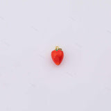 18k GF Strawberry Charm 7x11mm for Charm Bar Bracelets and Necklaces Gold Pave CZ Minimalist Charms 18K Gold Filled