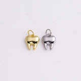 Tooth Teeth Charm 9x11mm Dentist Silver Charms Bracelet Necklace Pendant Minimalist Charms CZ Pave 22K Gold Filled
