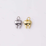 Tooth Teeth Charm 9x11mm Dentist Silver Charms Bracelet Necklace Pendant Minimalist Charms CZ Pave 22K Gold Filled