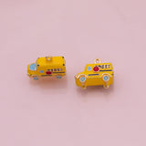 Yellow school bus charm school enamel 18K Gold Filled Charm for Charm Bar Bracelets and Necklaces Charms Gold Filled Charms Minimalist