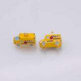 Yellow school bus charm school enamel 18K Gold Filled Charm for Charm Bar Bracelets and Necklaces Charms Gold Filled Charms Minimalist