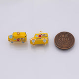 Yellow school bus charm school enamel 18K Gold Filled Charm for Charm Bar Bracelets and Necklaces Charms Gold Filled Charms Minimalist