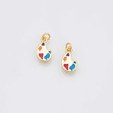 Color pallet painting painter charm Enamel Charm 18k Gold Filled Silver Charm Bar Bracelets and Necklaces Silver Pave CZ Minimalist Charms