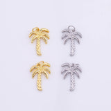 Palm Trees Coconut Tree Charm 13x20mm 18K Gold Filled for Charm Bar Bracelets and Necklaces Gold Silver Pave CZ Minimalist Charms