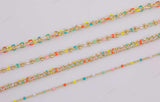 dainty multi color enamel chain multicolor rainbow rolo cable satellite curb cuban by yard 22K Gold Filled