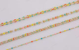 dainty multi color enamel chain multicolor rainbow rolo cable satellite curb cuban by yard 22K Gold Filled