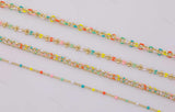 dainty multi color enamel chain multicolor rainbow rolo cable satellite curb cuban by yard 22K Gold Filled