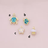 Starfish Jellyfish Sea Turtle fish ocean beach summer enamel charm 18k Gold Filled Charm Bar Bracelets and Necklaces Silver Charms