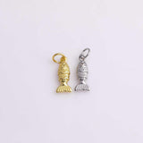 22k gold filled fish charm fishing charms 6x15mm silver charms bracelet necklace pendant minimalist charms cz pave