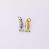 22k gold filled fish charm fishing charms 6x15mm silver charms bracelet necklace pendant minimalist charms cz pave
