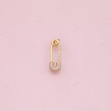 18k GF Clothespin charm bracelet charm necklace pendant minimalist charms cz pave 18K Gold Filled