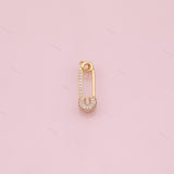 18k GF Clothespin charm bracelet charm necklace pendant minimalist charms cz pave 18K Gold Filled