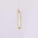 18K gold filled mother of pearl stick charm 25mm x 4mm bracelet charm necklace pendant minimalist charms cz pave