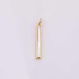 18K gold filled mother of pearl stick charm 25mm x 4mm bracelet charm necklace pendant minimalist charms cz pave