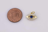18K gold filled evil eye charm 10x14mm blue eye charm bracelet necklace pendant minimalist charms cz pave