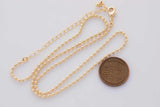 16" 22k Gold Filled Necklace Charm Bar Necklace Ball Necklace 2mm