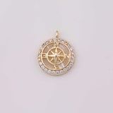 18K gold filled compass mother of pearl charm nautical 12mm necklace pendant minimalist charms cz pave